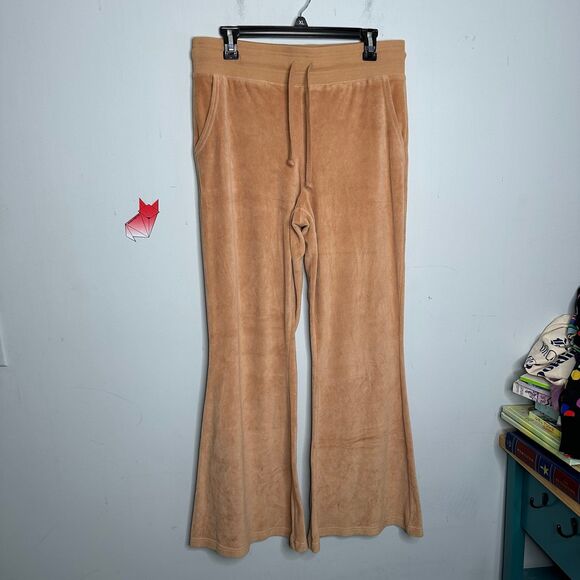 Aerie Real Obsessed Velour High Waisted Kick-It Flare Pant in Toasty Large LONG - Picture 2 of 12